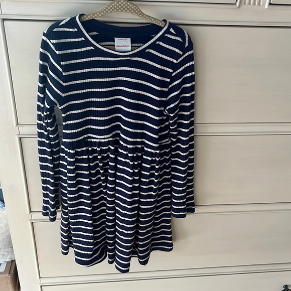 Hanna Anderson dress, navy blue and white strip, size 110 cm / US 5 - Picture 1 of 3
